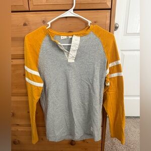 GAP Kids Long Sleeve Tee - Gray and Yellow